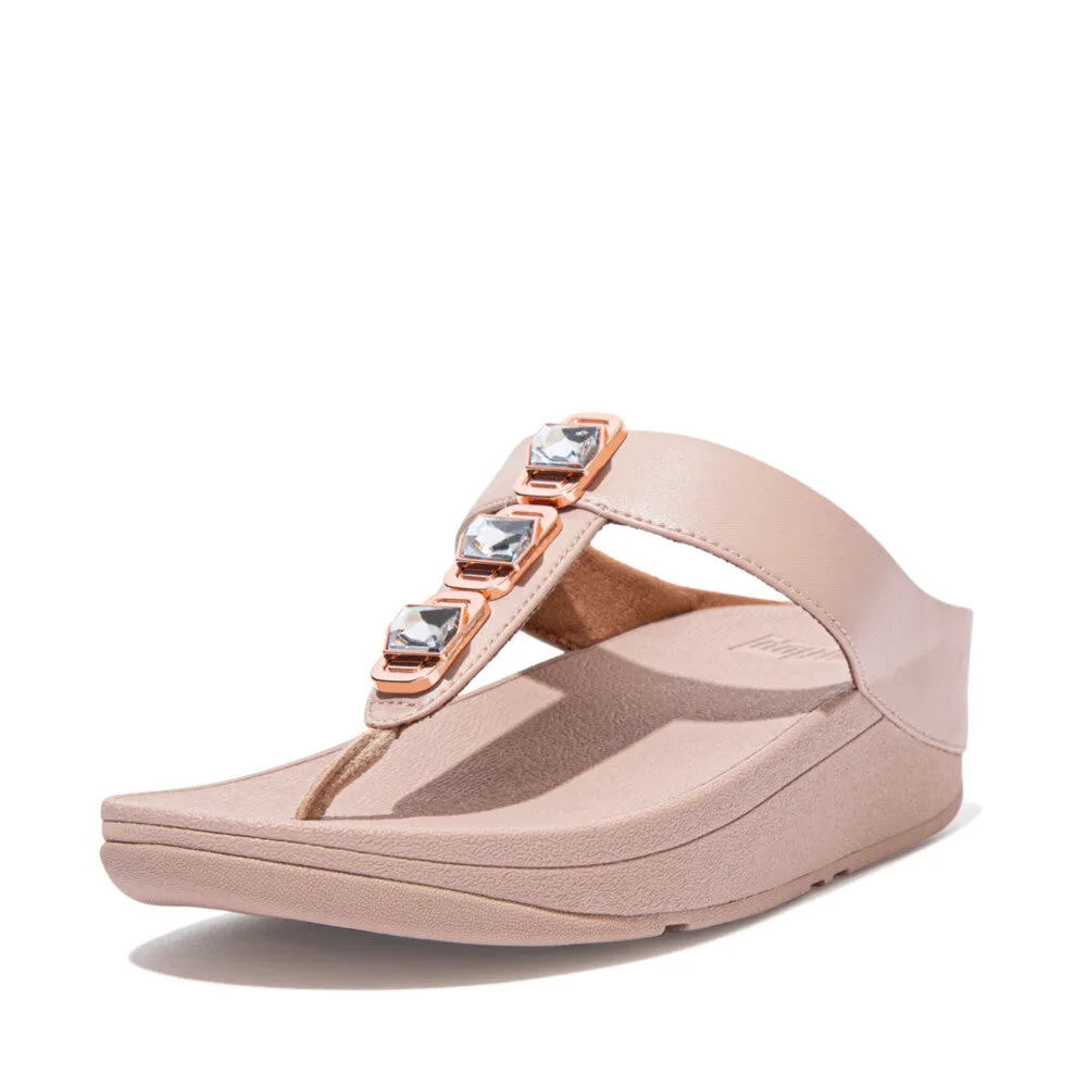 รองเท้าแตะแบบหูหนีบ ผู้หญิง รุ่น FINO CRYSTAL LOCK TOE-POST SANDALS