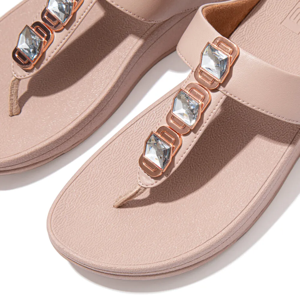 รองเท้าแตะแบบหูหนีบ ผู้หญิง รุ่น FINO CRYSTAL LOCK TOE-POST SANDALS