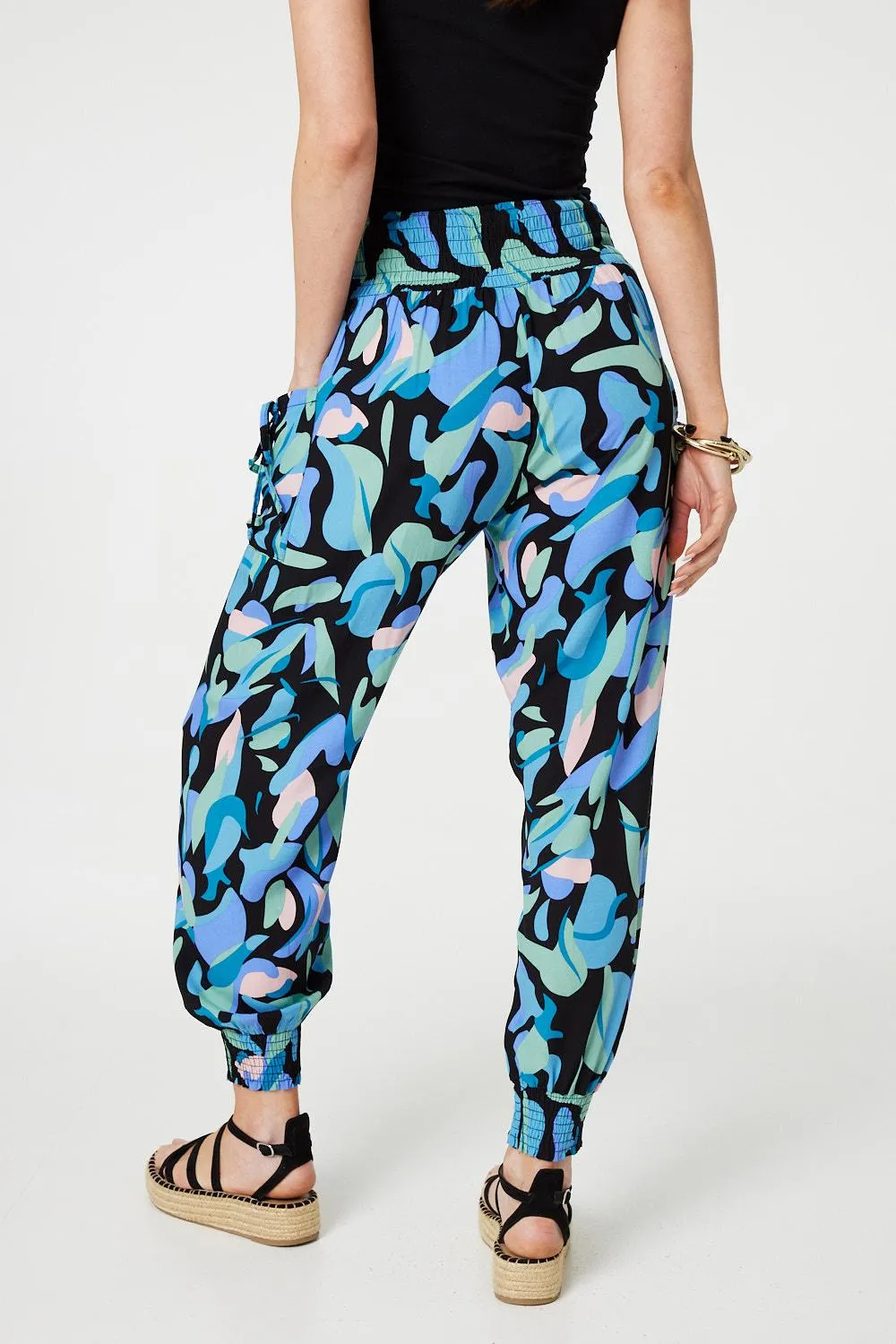 Abstract Print High Waist Harem Pants