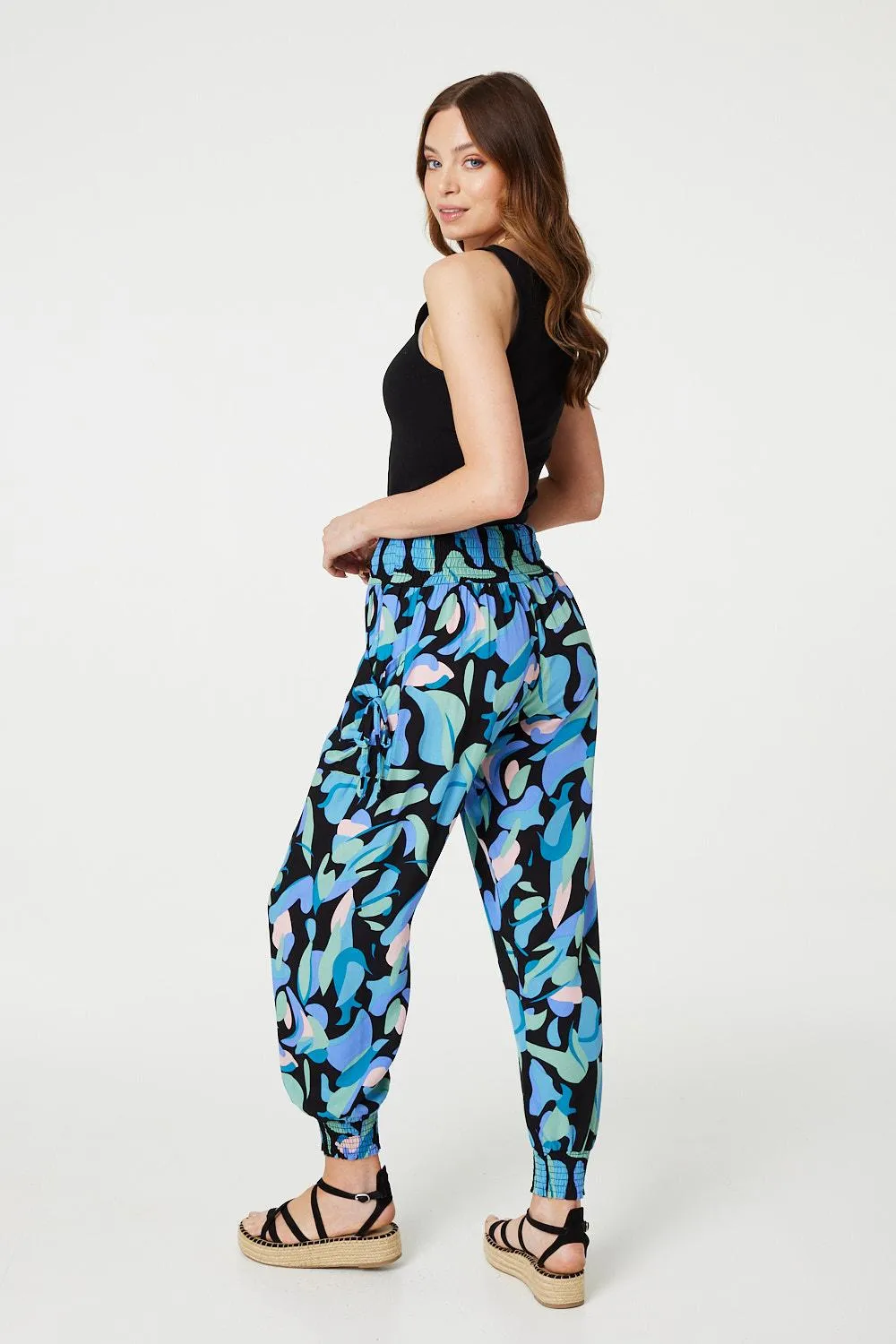 Abstract Print High Waist Harem Pants