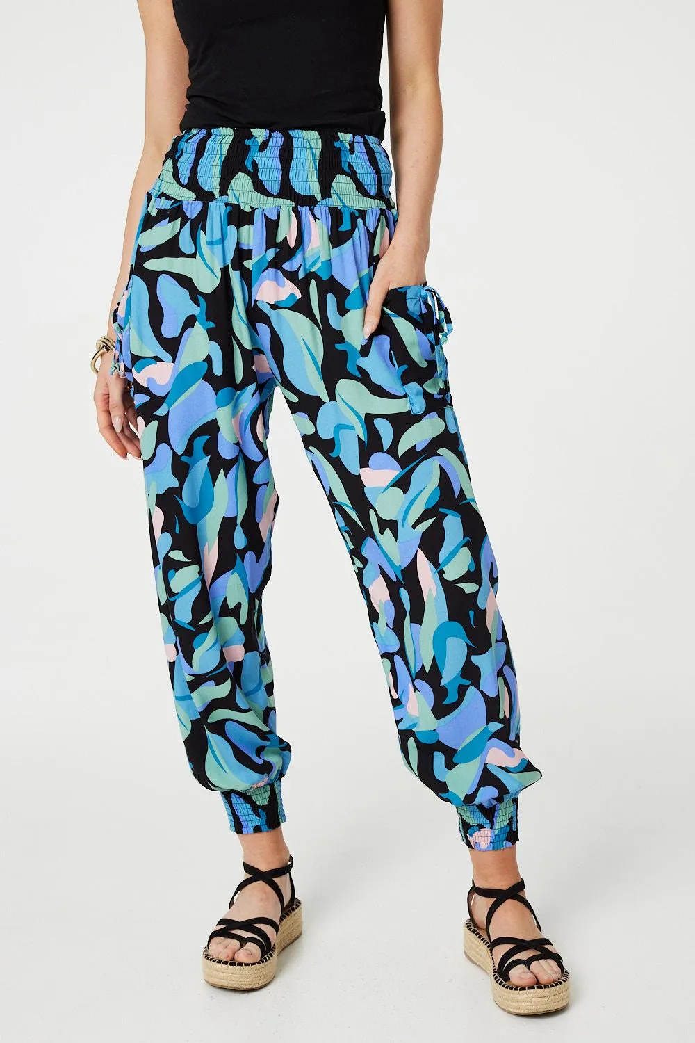 Abstract Print High Waist Harem Pants