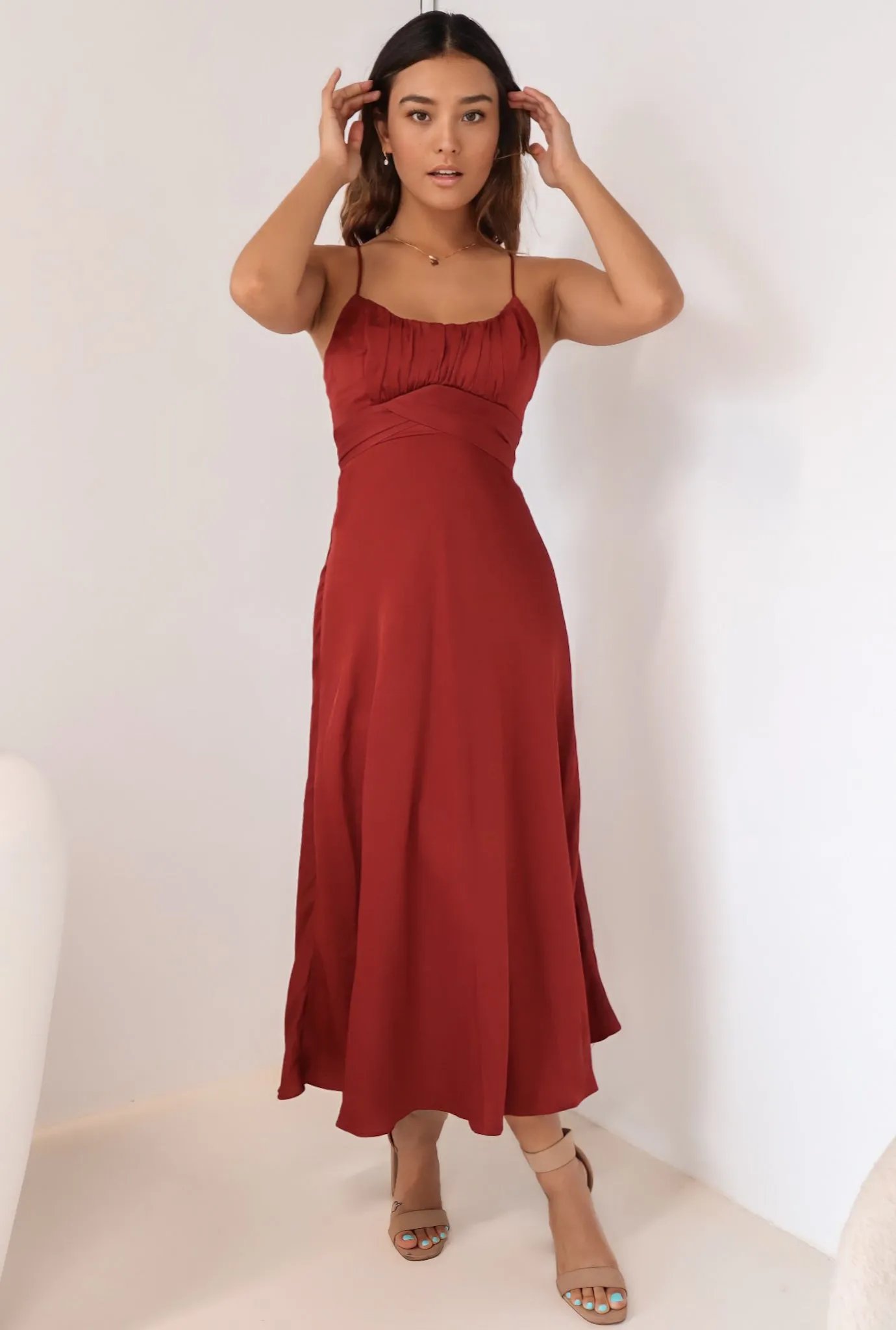 Acacia Midi Dress - Rust