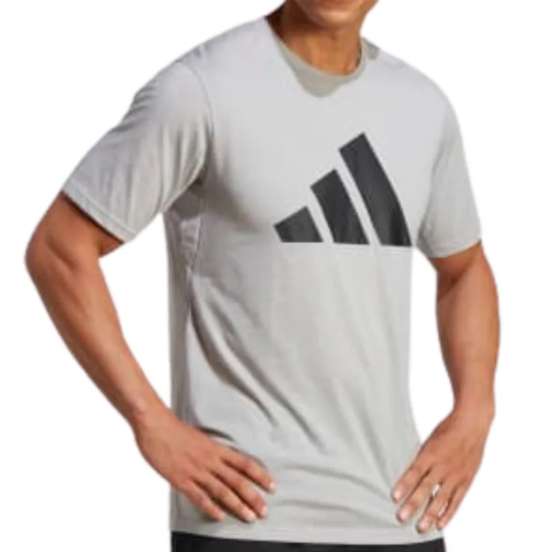 Adidas Train Essentials Feelready Logo Training Men Tennis Tee  - Medium Grey Heather / Black