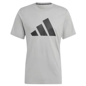 Adidas Train Essentials Feelready Logo Training Men Tennis Tee  - Medium Grey Heather / Black