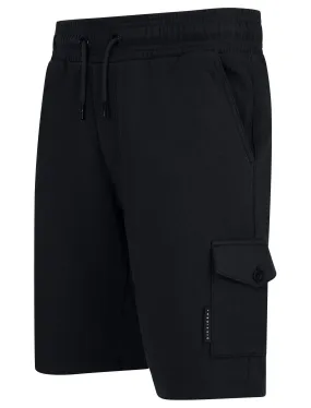 Aidan Brushback Fleece Cargo Jogger Shorts in Jet Black  - Dissident