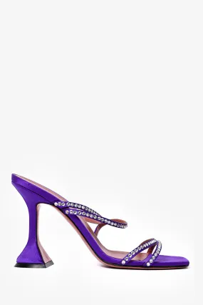 Amina Muaddi Purple Crystal Heeled Sandals Size 36.5