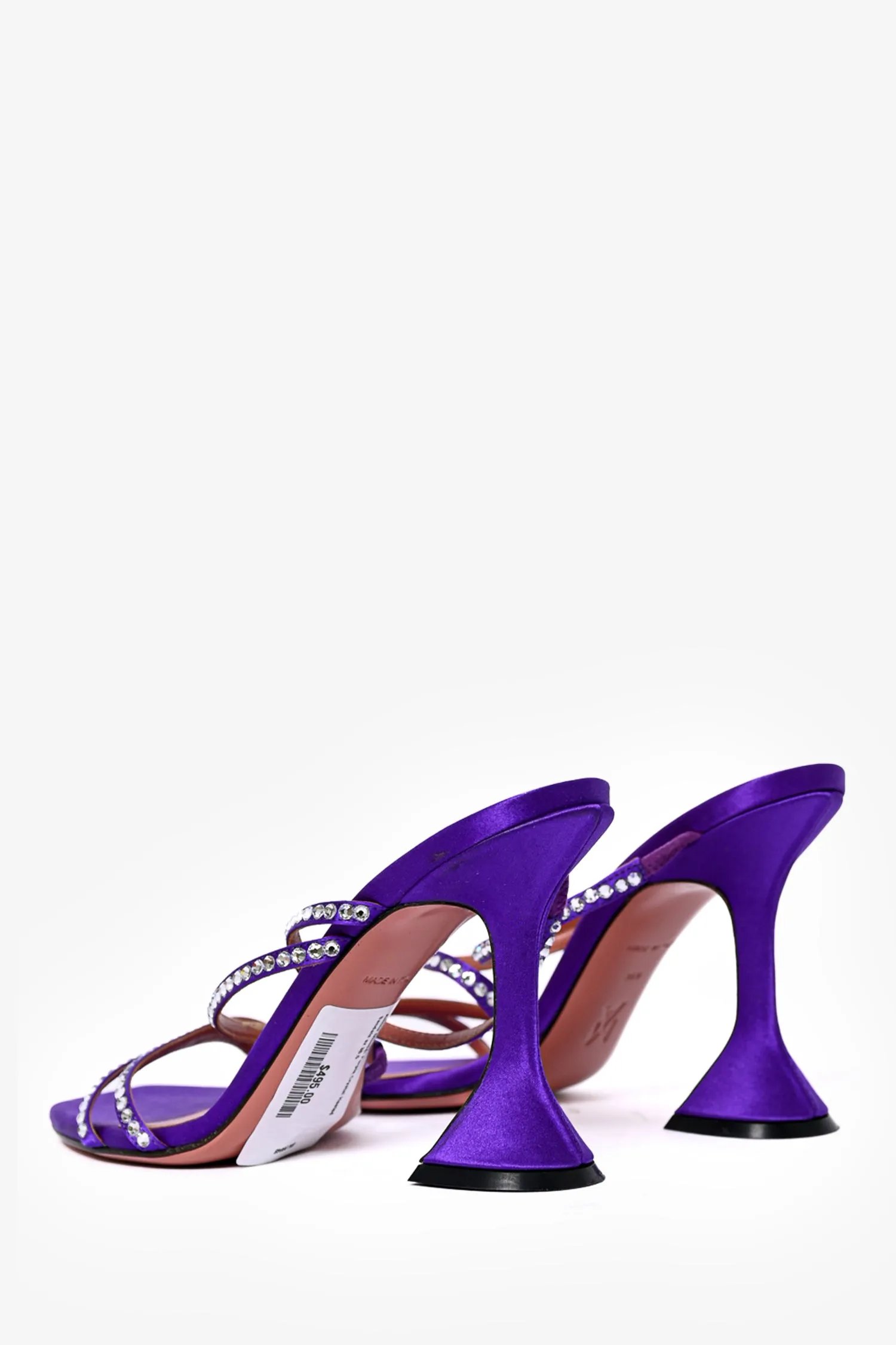 Amina Muaddi Purple Crystal Heeled Sandals Size 36.5