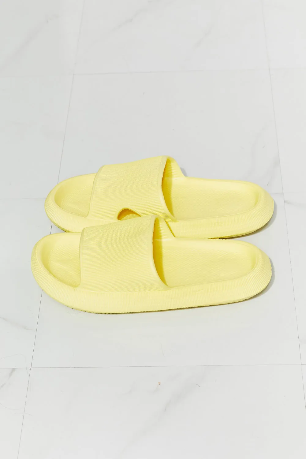 Arms Around Me Open Toe Slide in Yellow