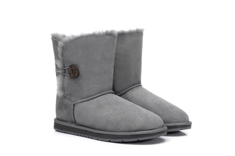 Australian Shepherd Sheepskin UGG Boots Short Button Water Resistant