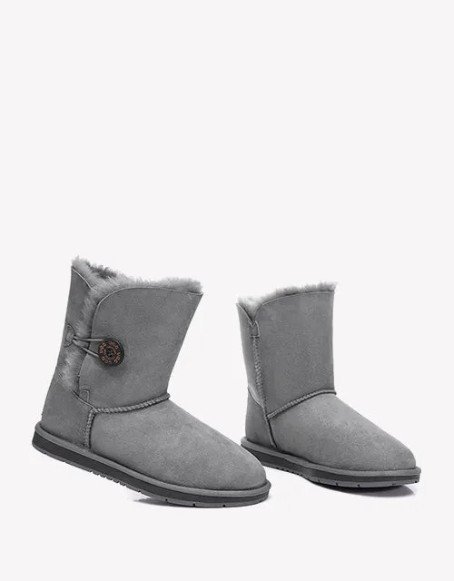 Australian Shepherd Sheepskin UGG Boots Short Button Water Resistant