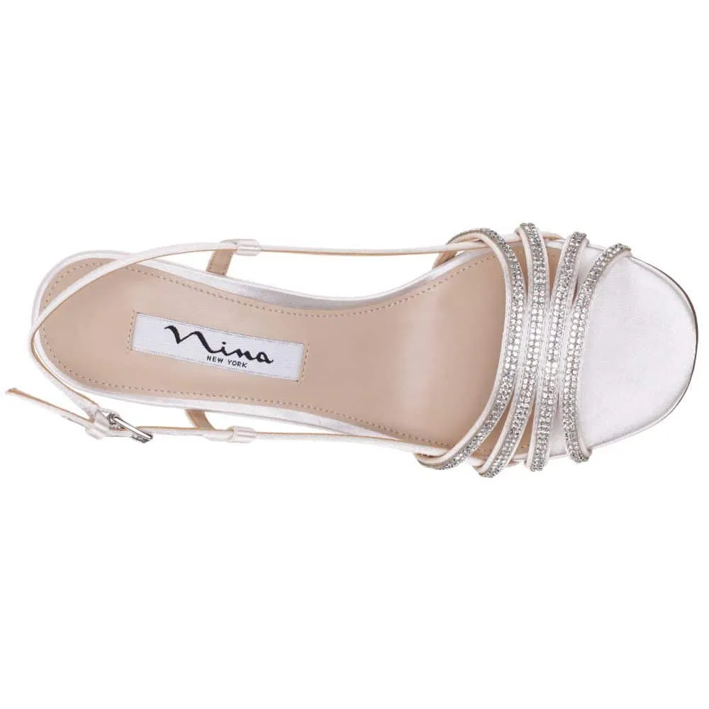 Avaley Heel in Ivory Satin