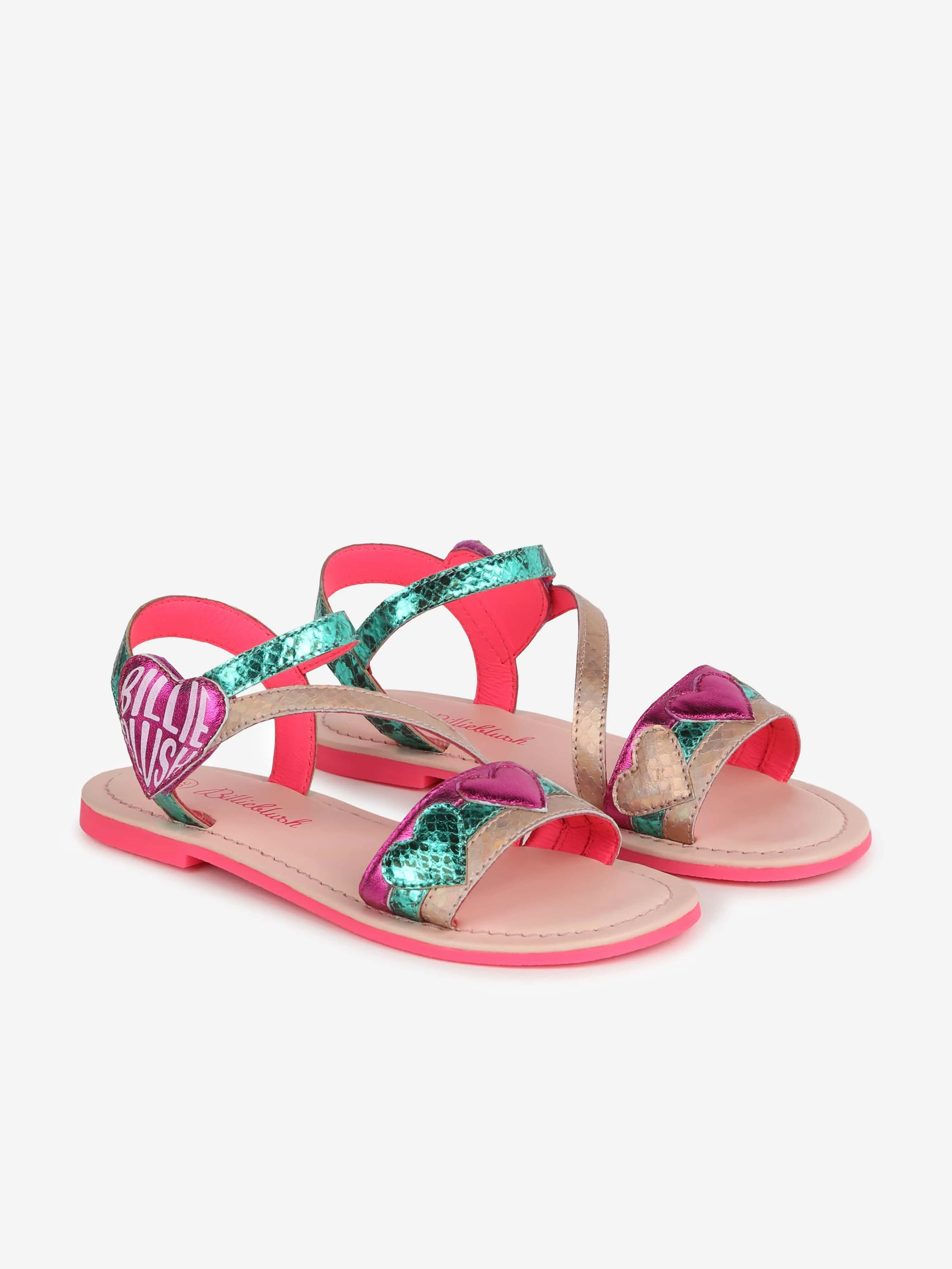 Billieblush Girls Leather Heart Sandals in Multicolour