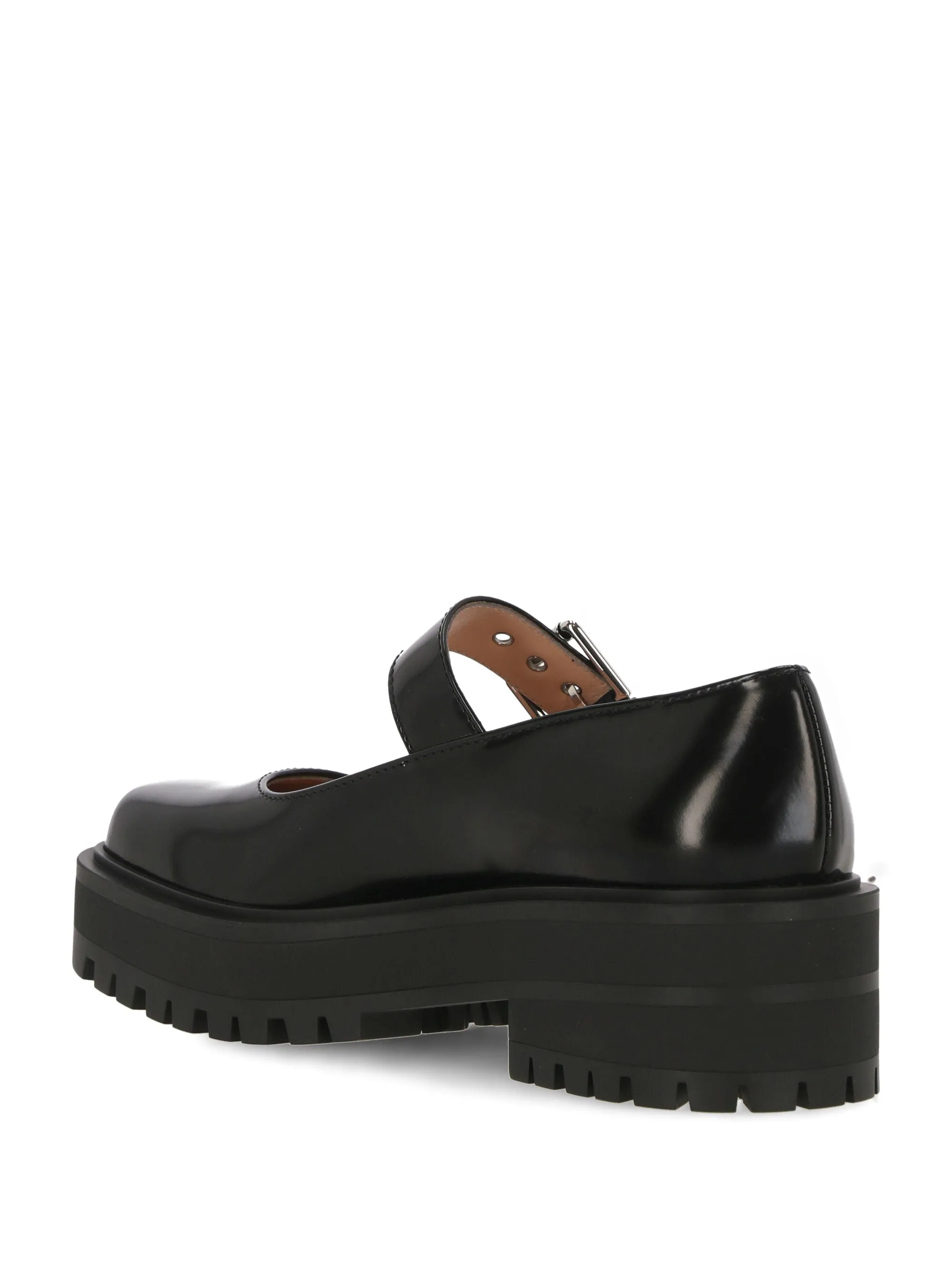 Black Calf Leather Ballerina Flats