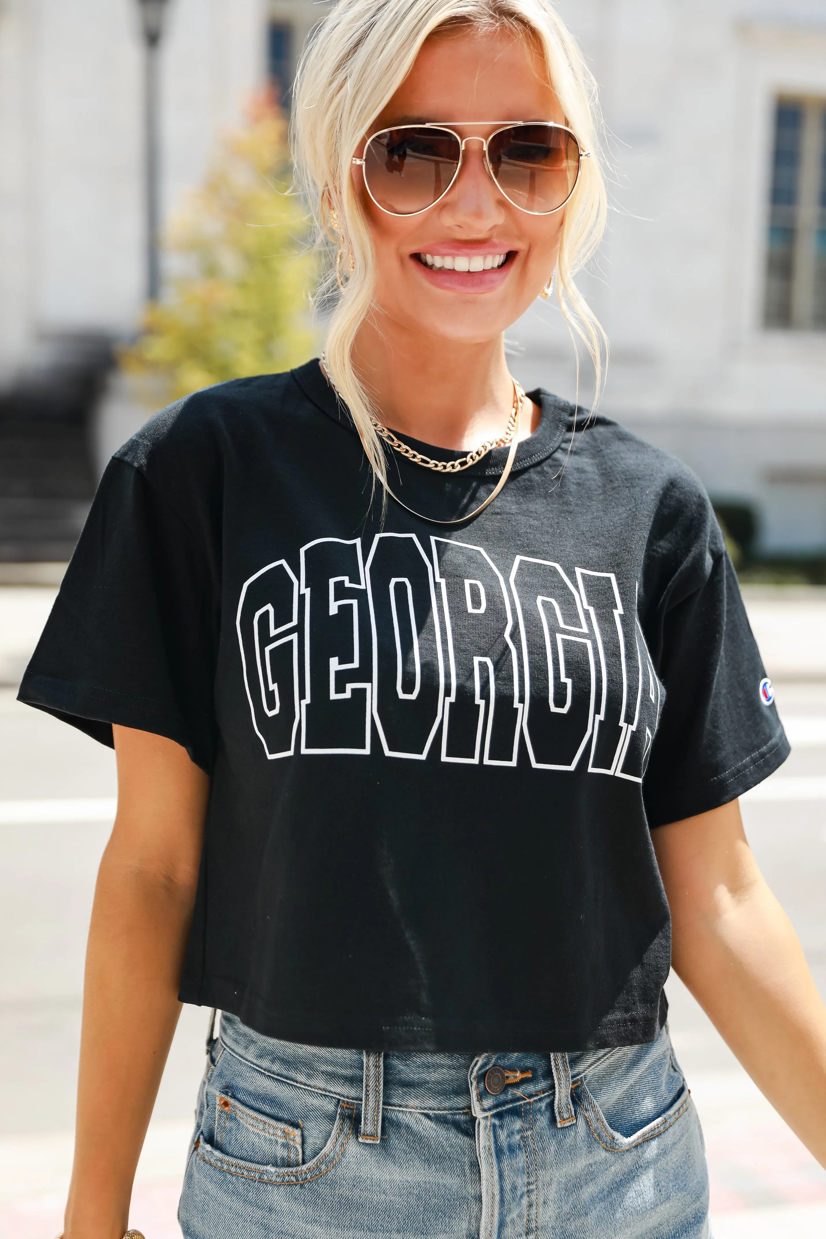 Black Georgia Cropped Tee