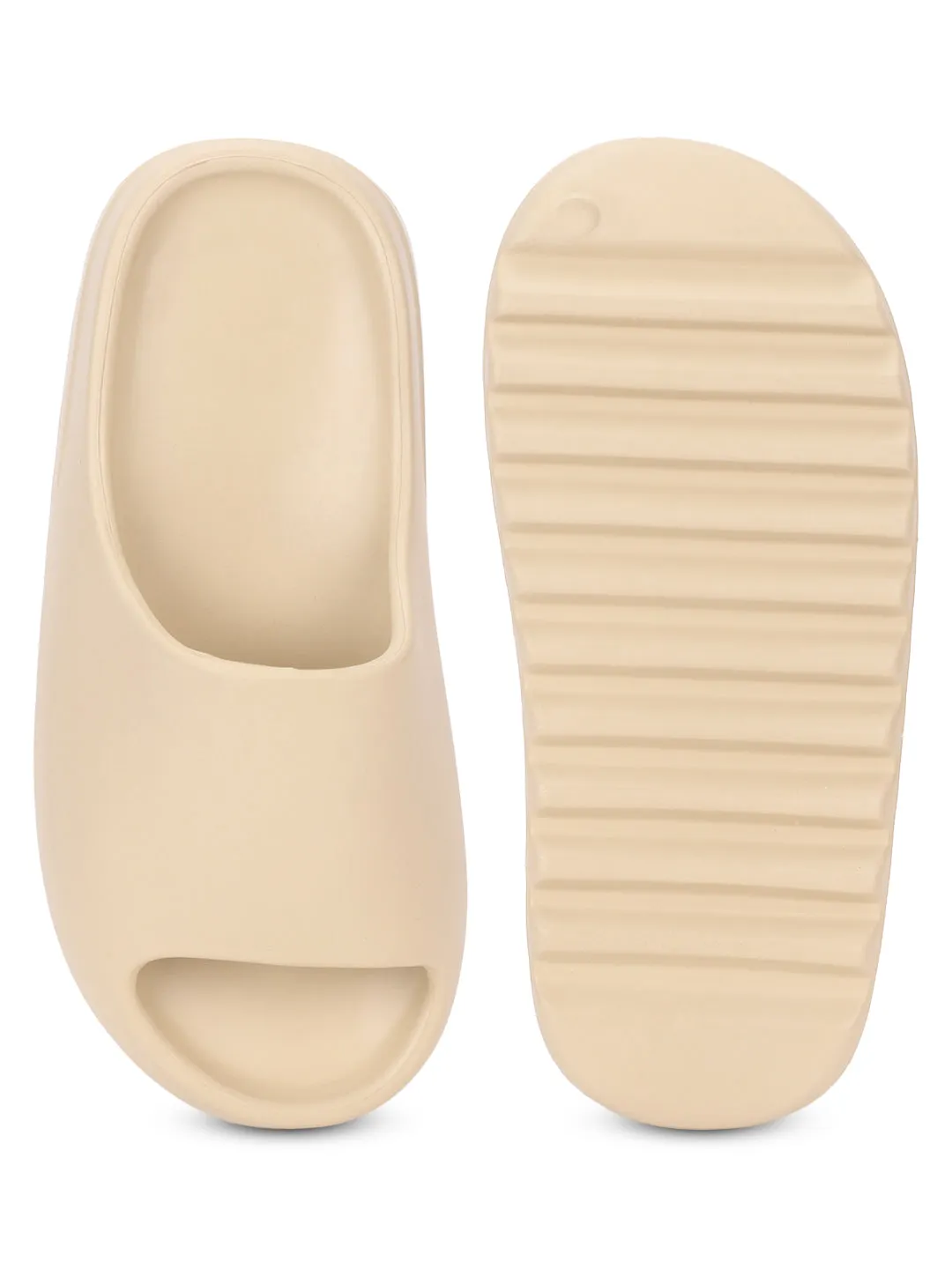 Bone PU Open Toe Slip Ons (TC-RS3091-BON)