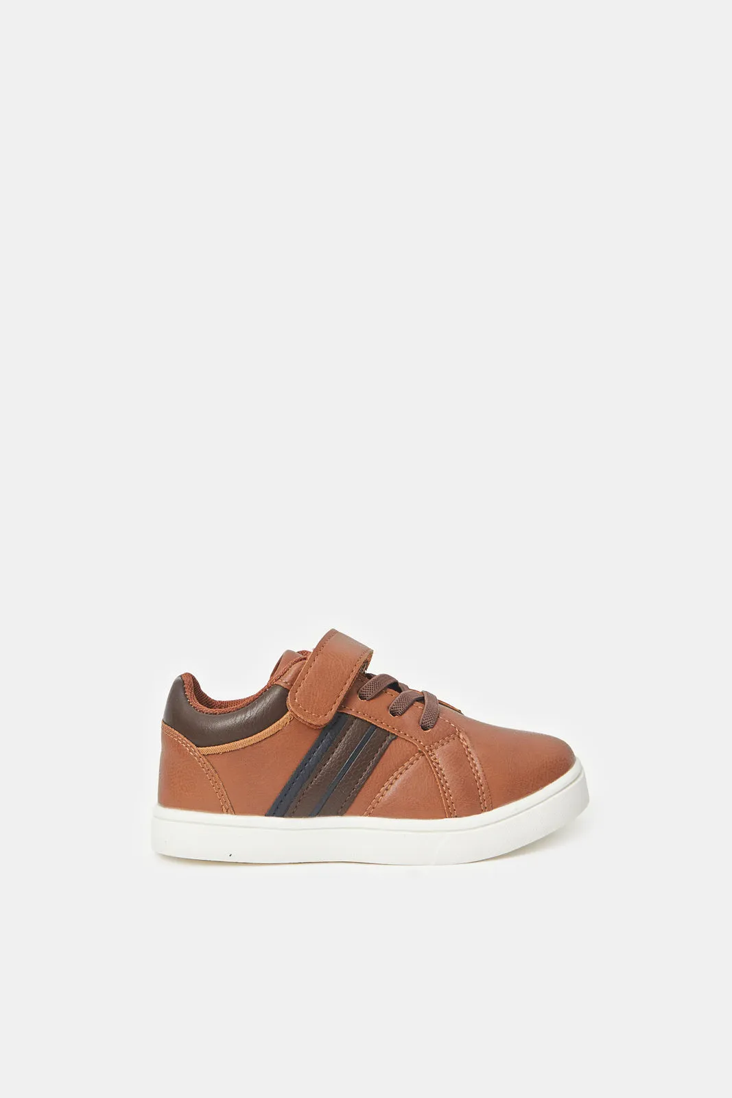 Boys Brown Material Block Sneakers