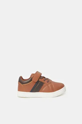 Boys Brown Material Block Sneakers