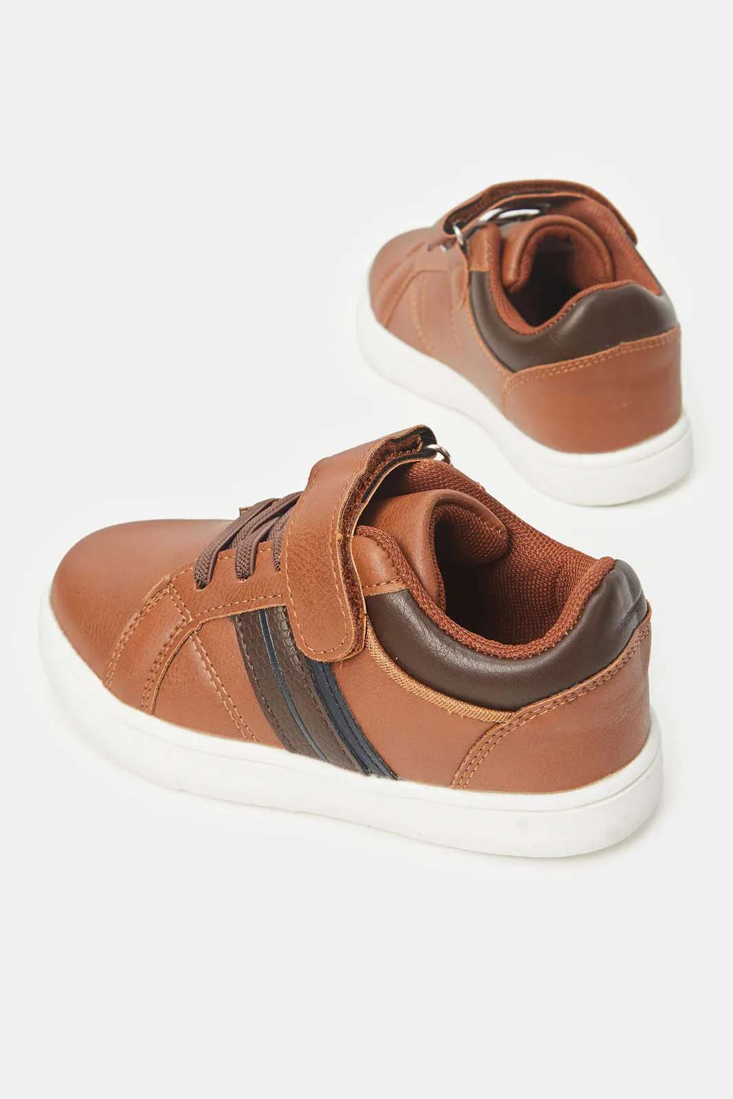 Boys Brown Material Block Sneakers