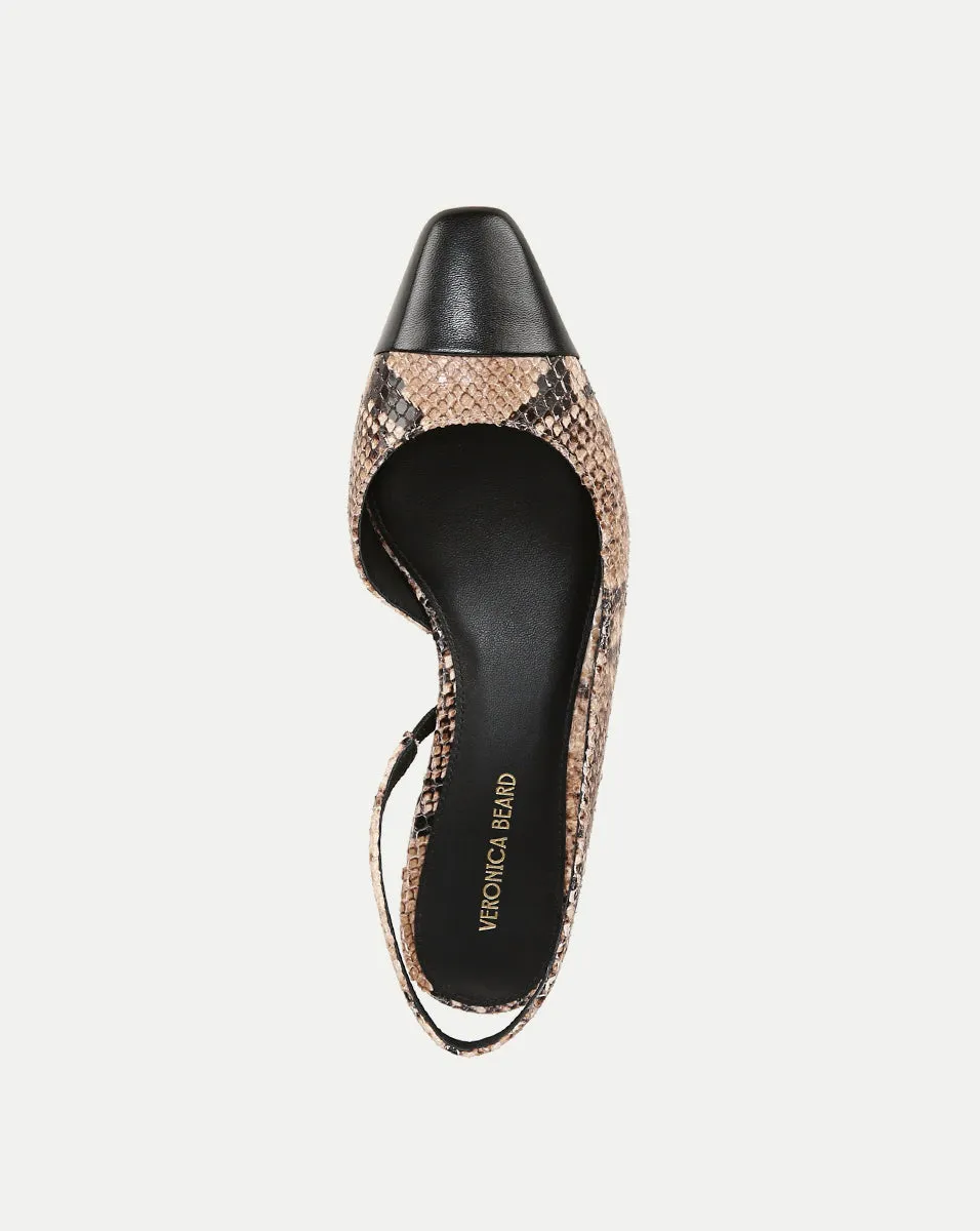 Cecile Snakeskin-Embossed Slingback