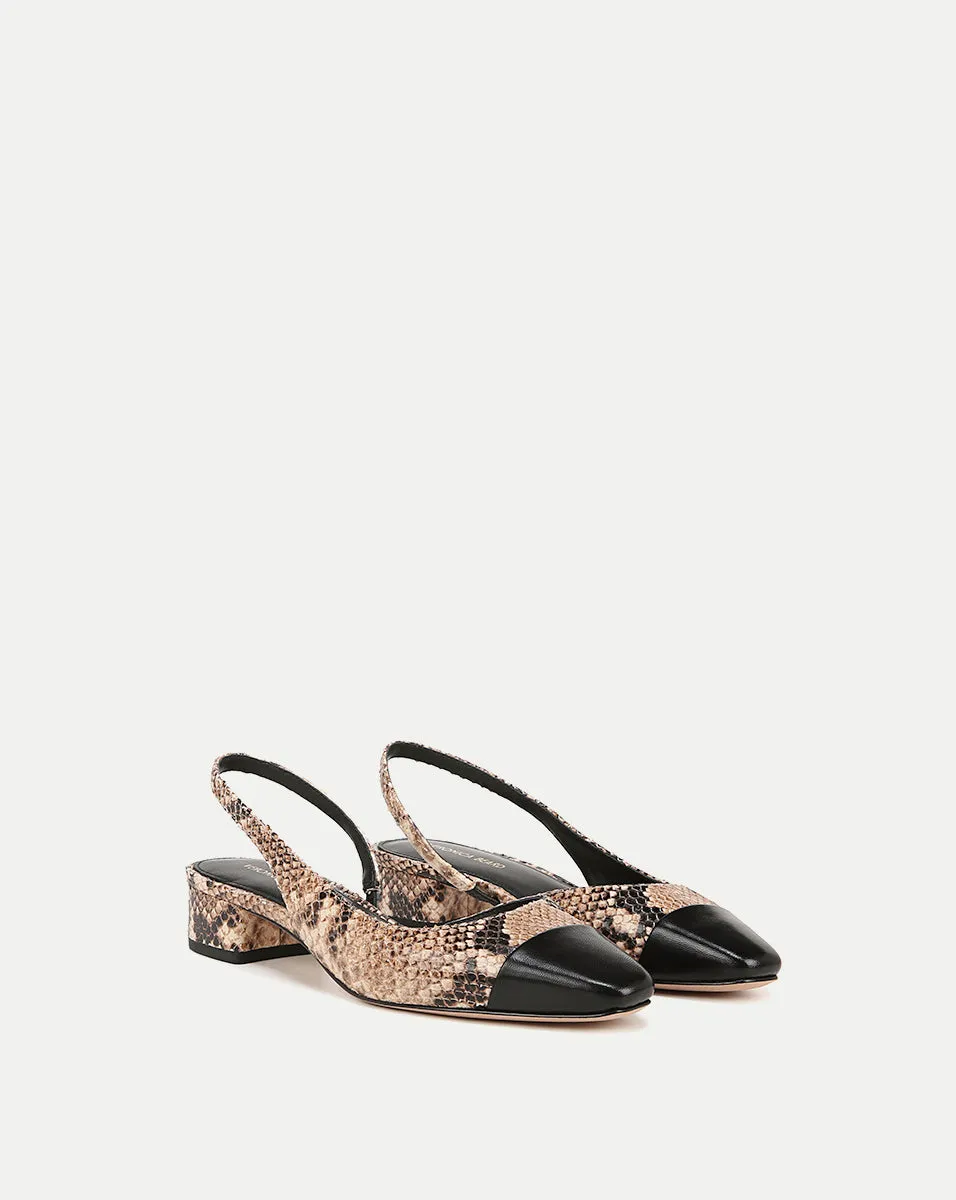 Cecile Snakeskin-Embossed Slingback