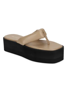 Cream PU Flip Flop Platforms (TC-ST-1196-CRM)