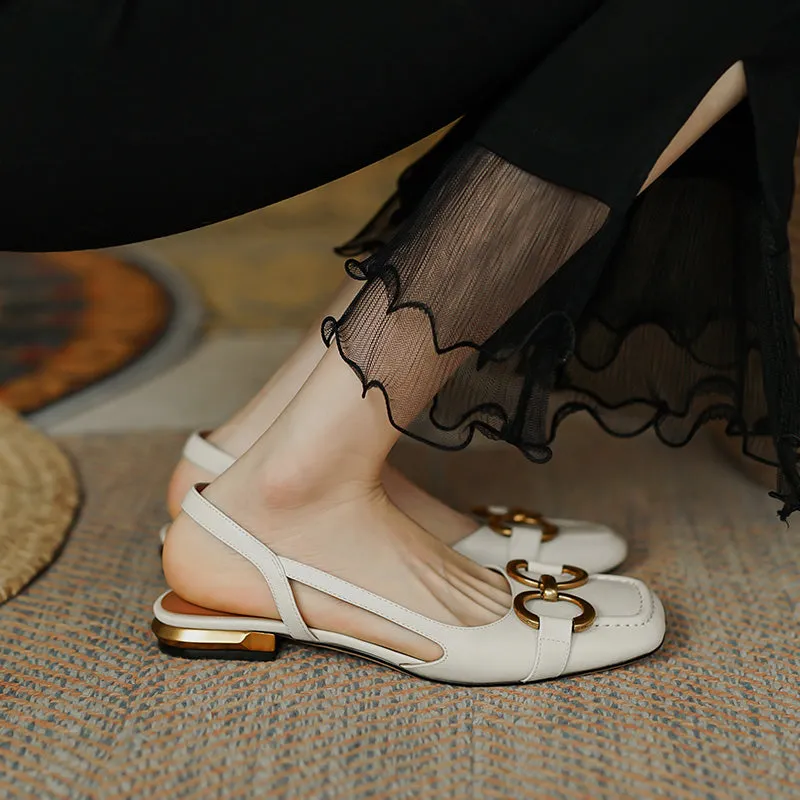 Dania Handmade Slingback Flats with Chain