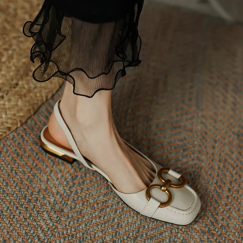 Dania Handmade Slingback Flats with Chain