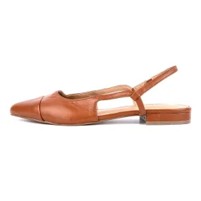 Express Slingback Flat Sandals Leather Brown Colour For Women