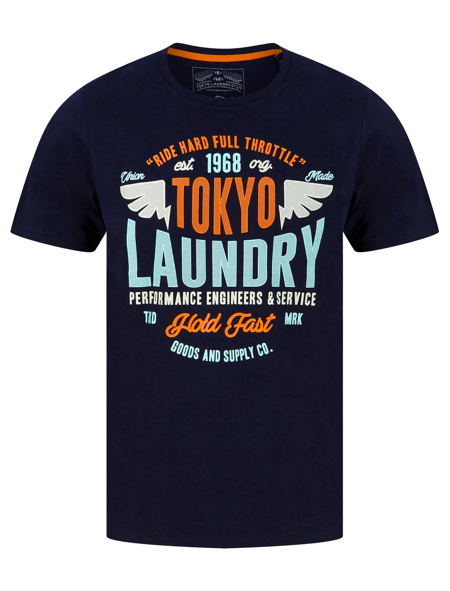 Ferndale Motif Cotton Jersey T-Shirt in Sky Captain Navy - Tokyo Laundry