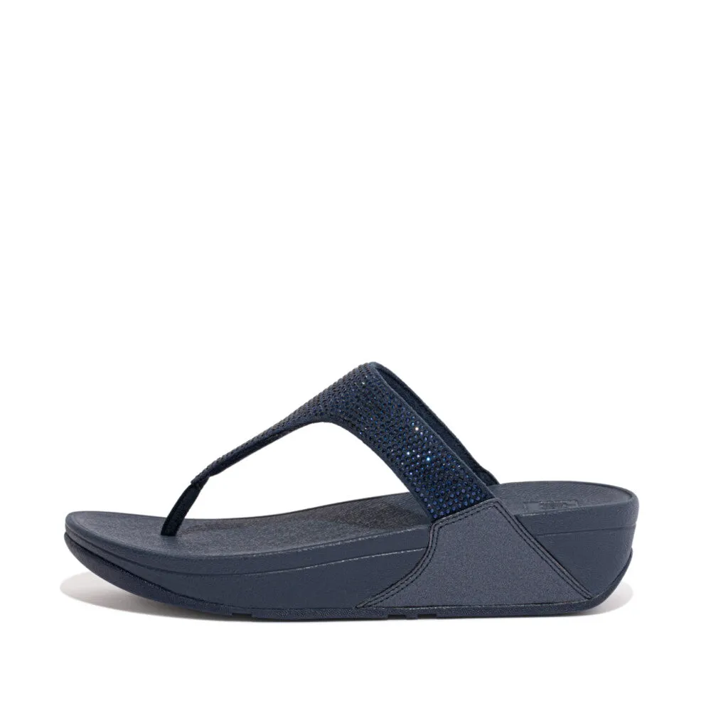 FitFlop Lulu Crystal Embellished Toe Post Sandals Navy