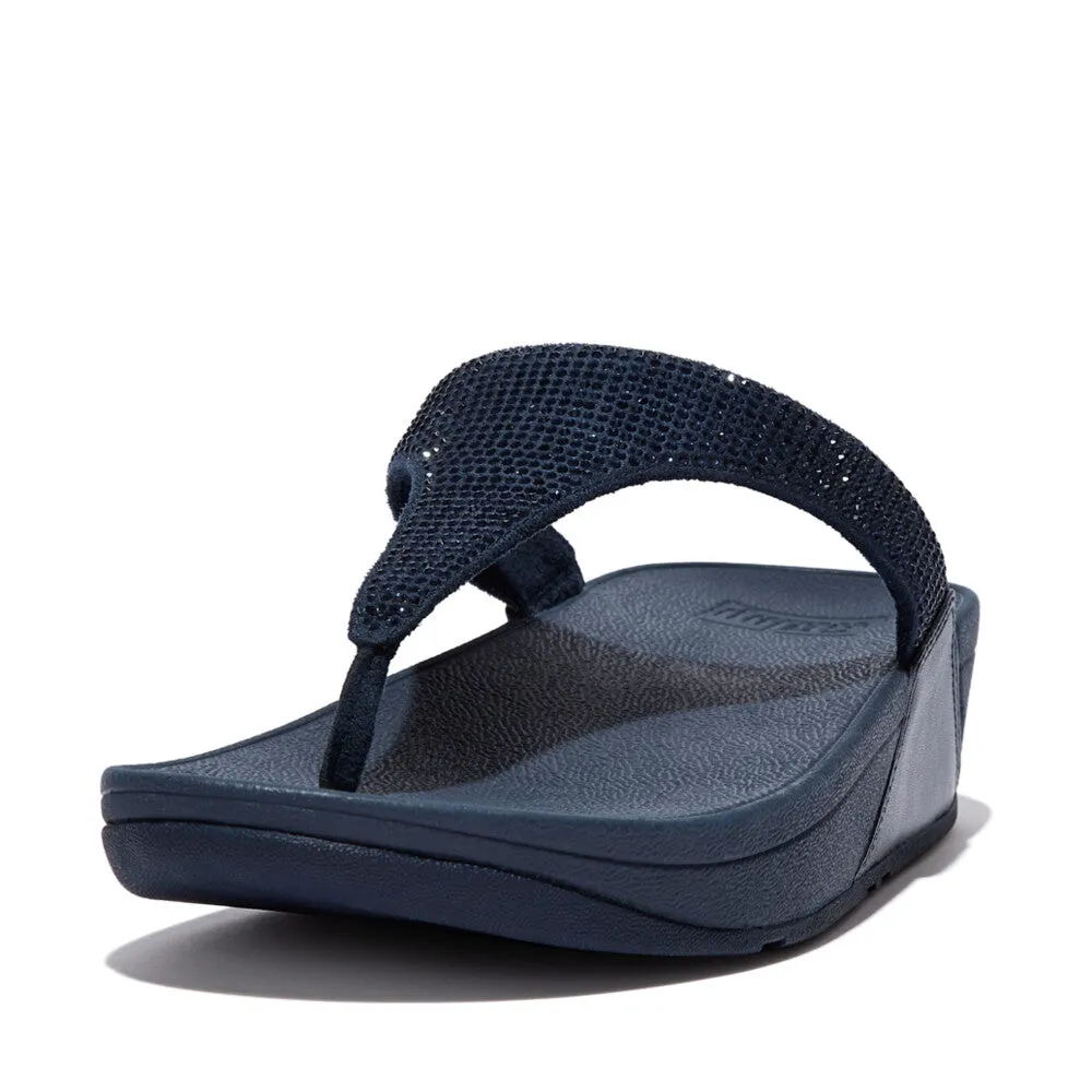 FitFlop Lulu Crystal Embellished Toe Post Sandals Navy