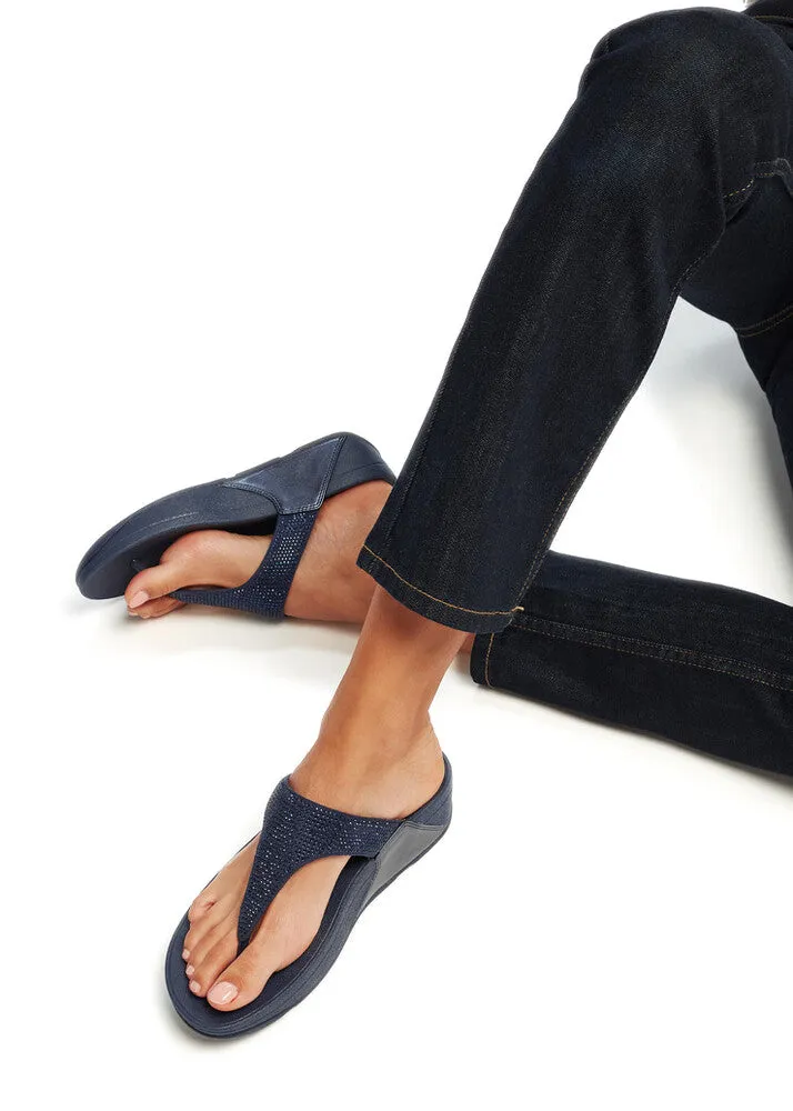 FitFlop Lulu Crystal Embellished Toe Post Sandals Navy