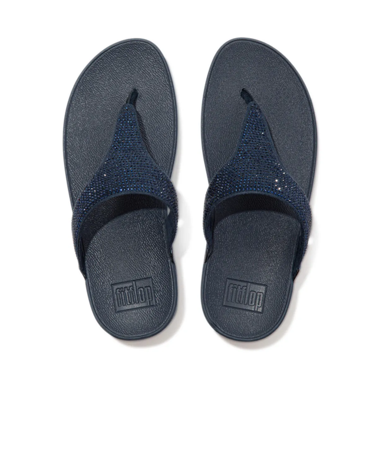 FitFlop Lulu Crystal Embellished Toe Post Sandals Navy