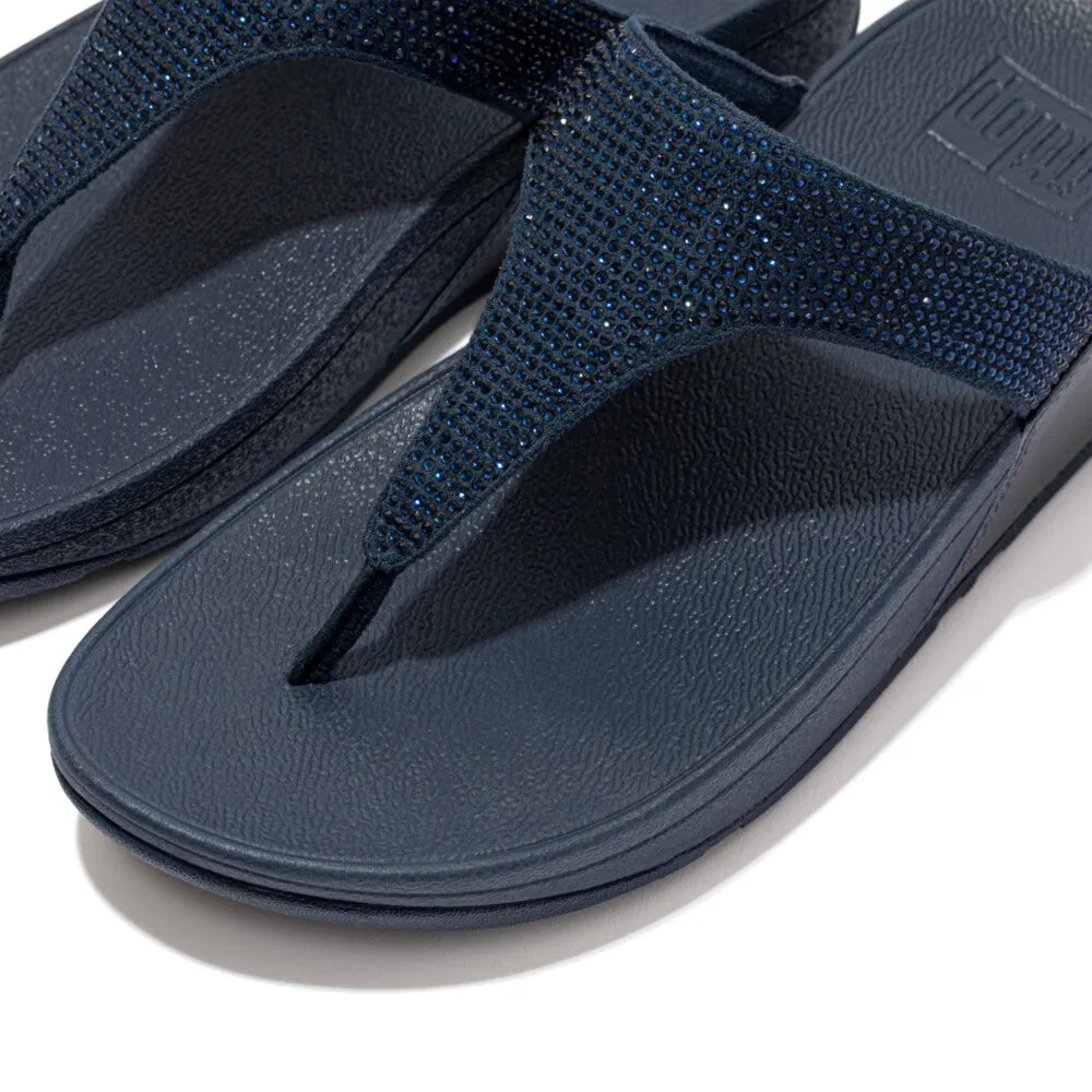 FitFlop Lulu Crystal Embellished Toe Post Sandals Navy