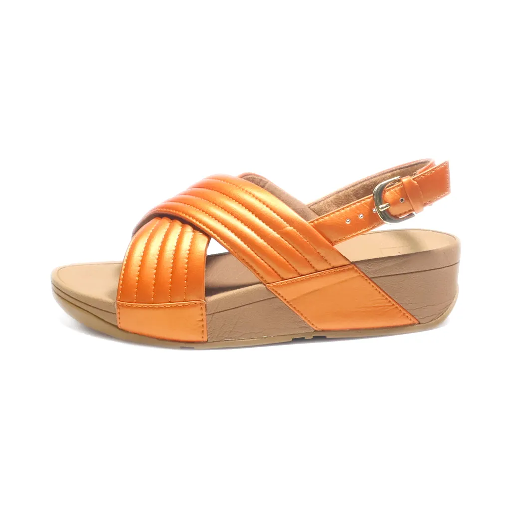 Fitflop Wedge Sandals Leather Orange Colour For Women