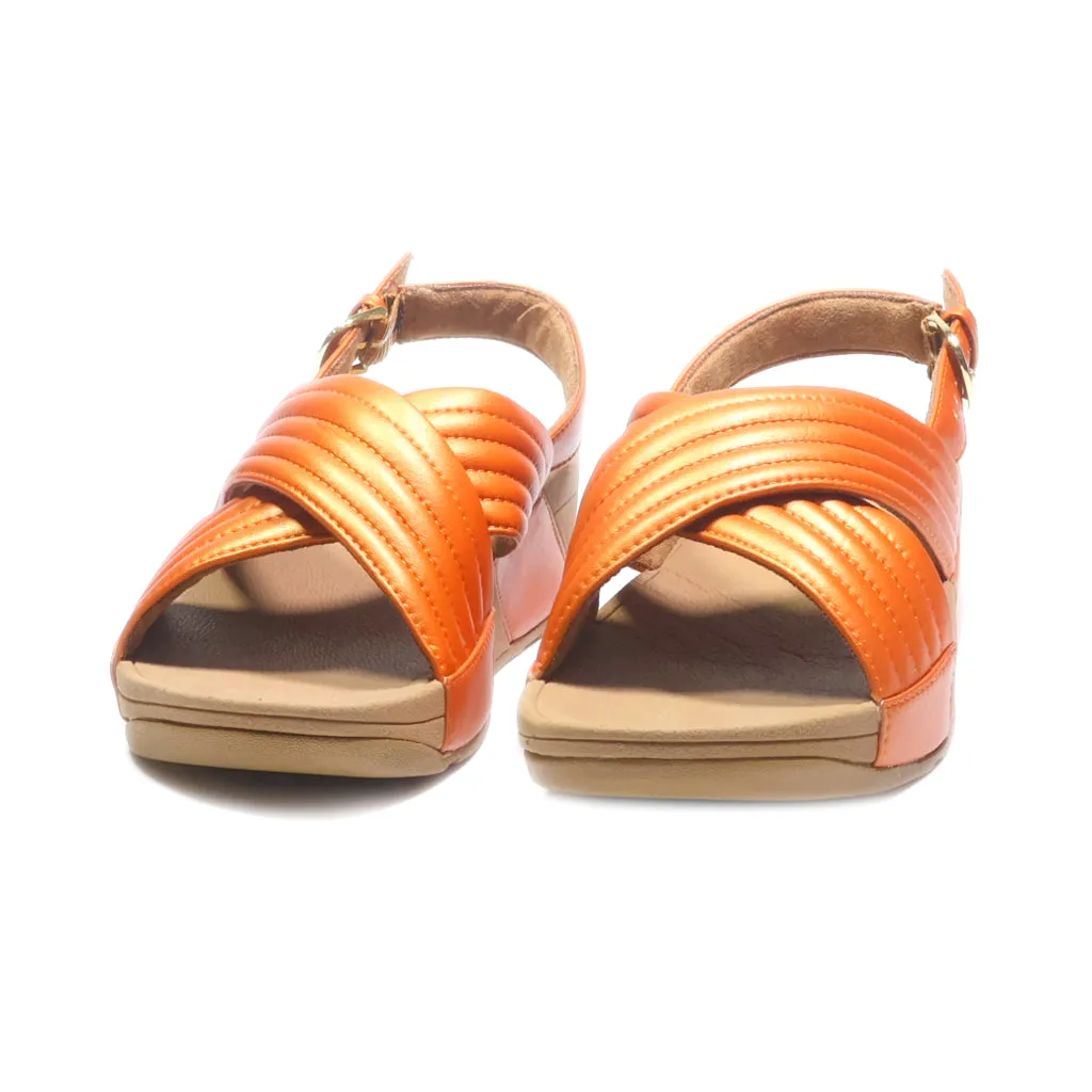 Fitflop Wedge Sandals Leather Orange Colour For Women