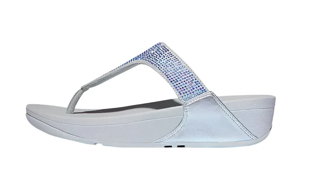 FitFlop Womens Lulu Crystal Embellished Toe-Post Sandals Quiet Blue