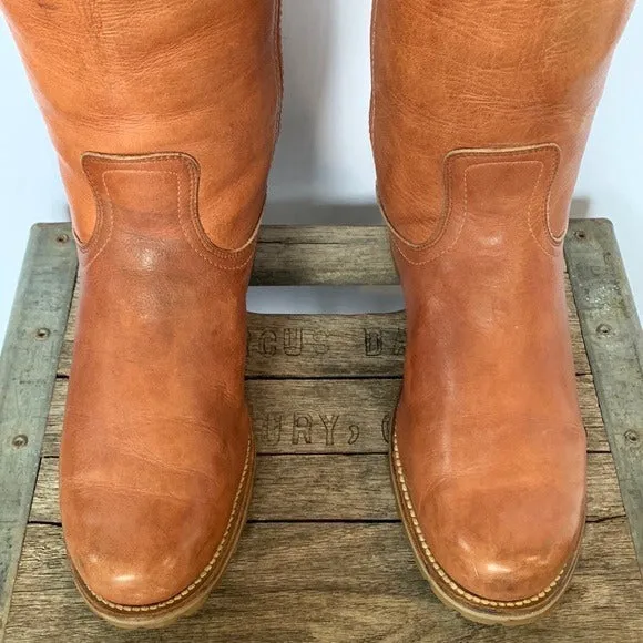 FRYE Vintage Tall Knee High Brown Leather Lug Sole Boots