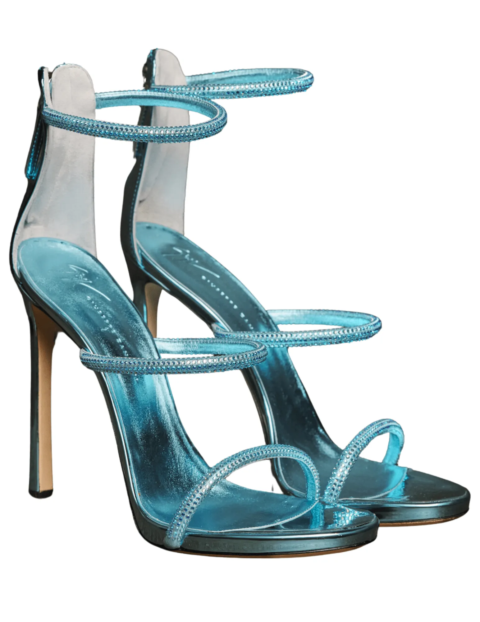 Giuseppe Zanotti Harmony Crystal Three Strap Heel Sandal