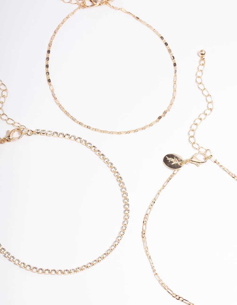 Gold Diamante Anklet 4-Pack