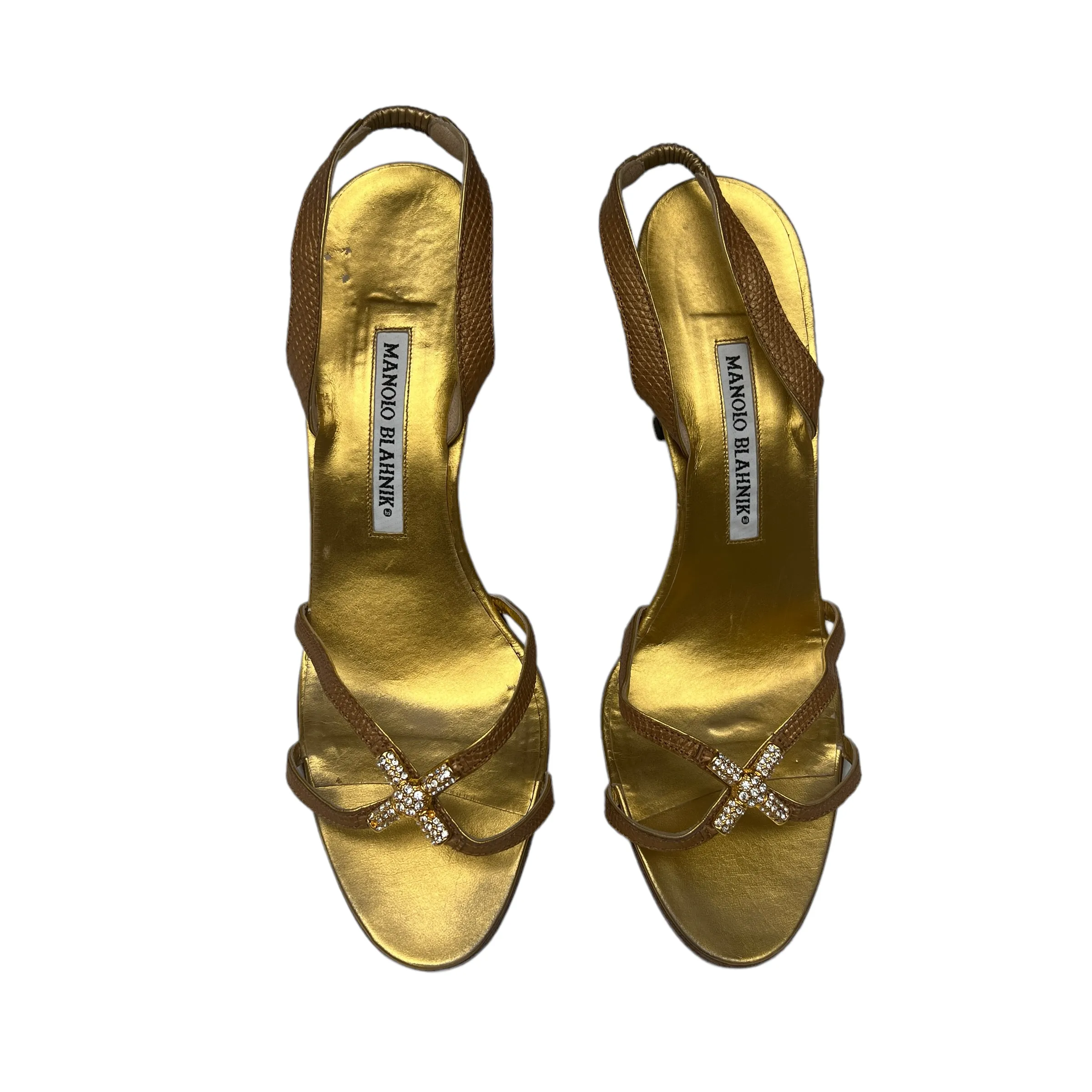 Gold Heeled Sandals - 8