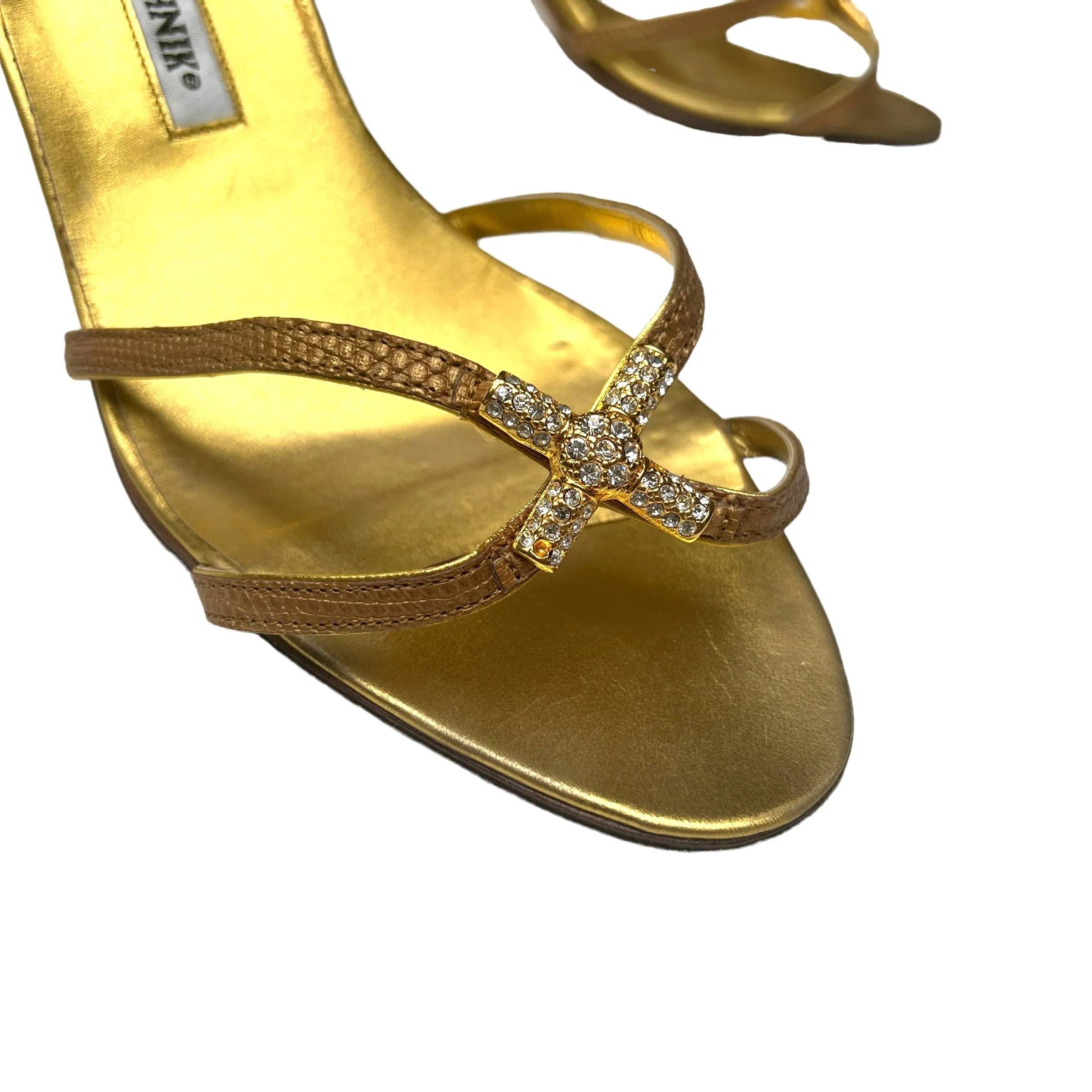 Gold Heeled Sandals - 8