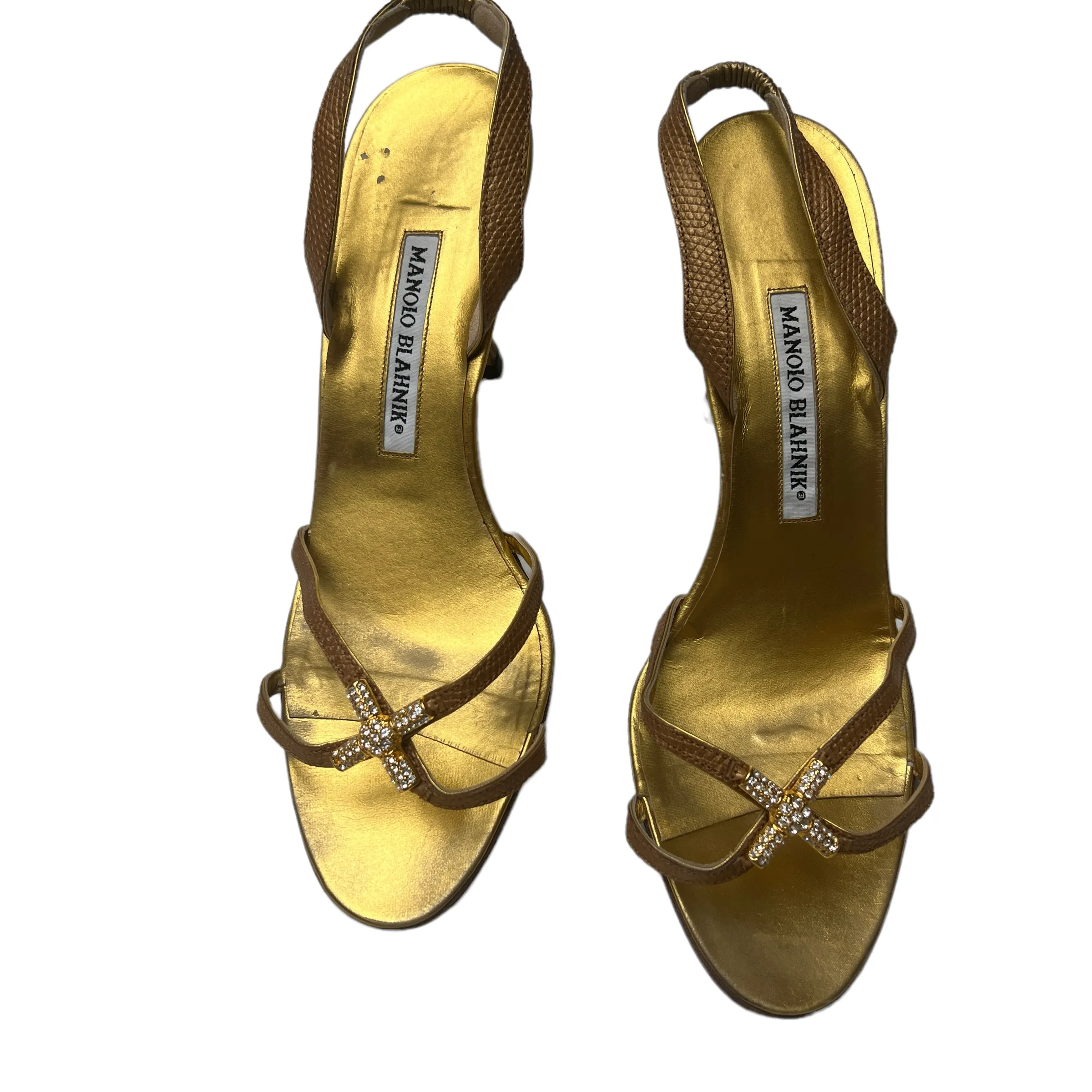 Gold Heeled Sandals - 8