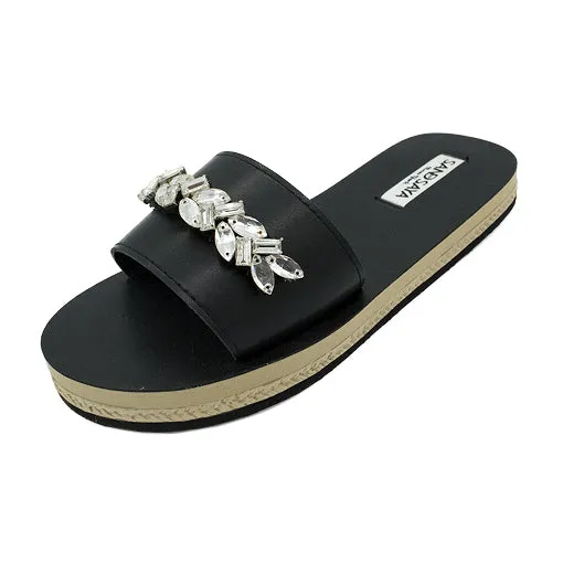 Greenwich - Crystal Rhine Stone Embellished Waterproof Espadrille Flat