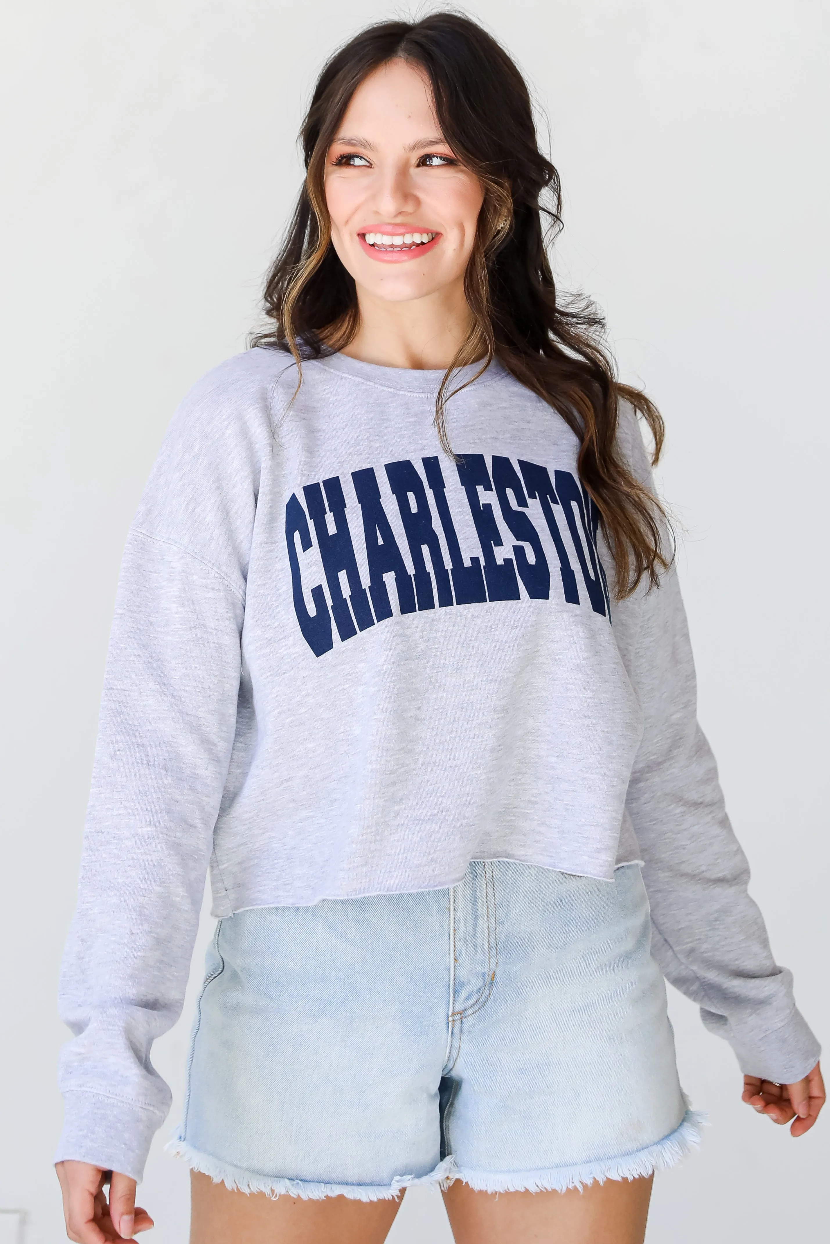 Heather Grey Charleston Cropped Sweatshirt