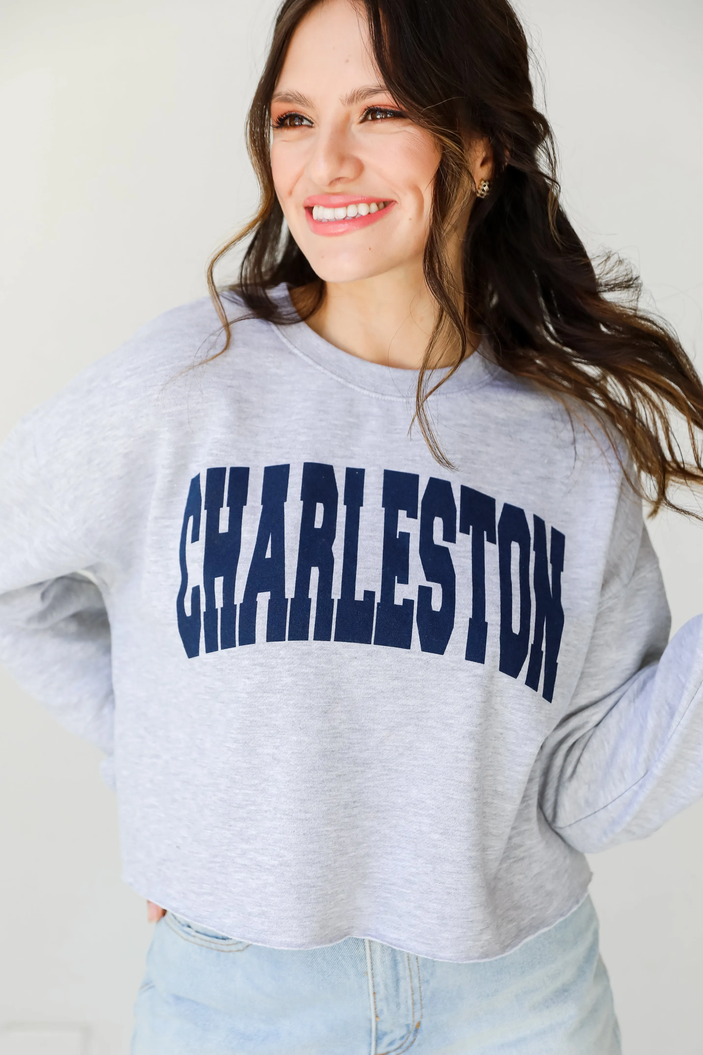 Heather Grey Charleston Cropped Sweatshirt