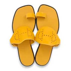 Hera 38 Jaune Laiton Sandals in Suede Leather