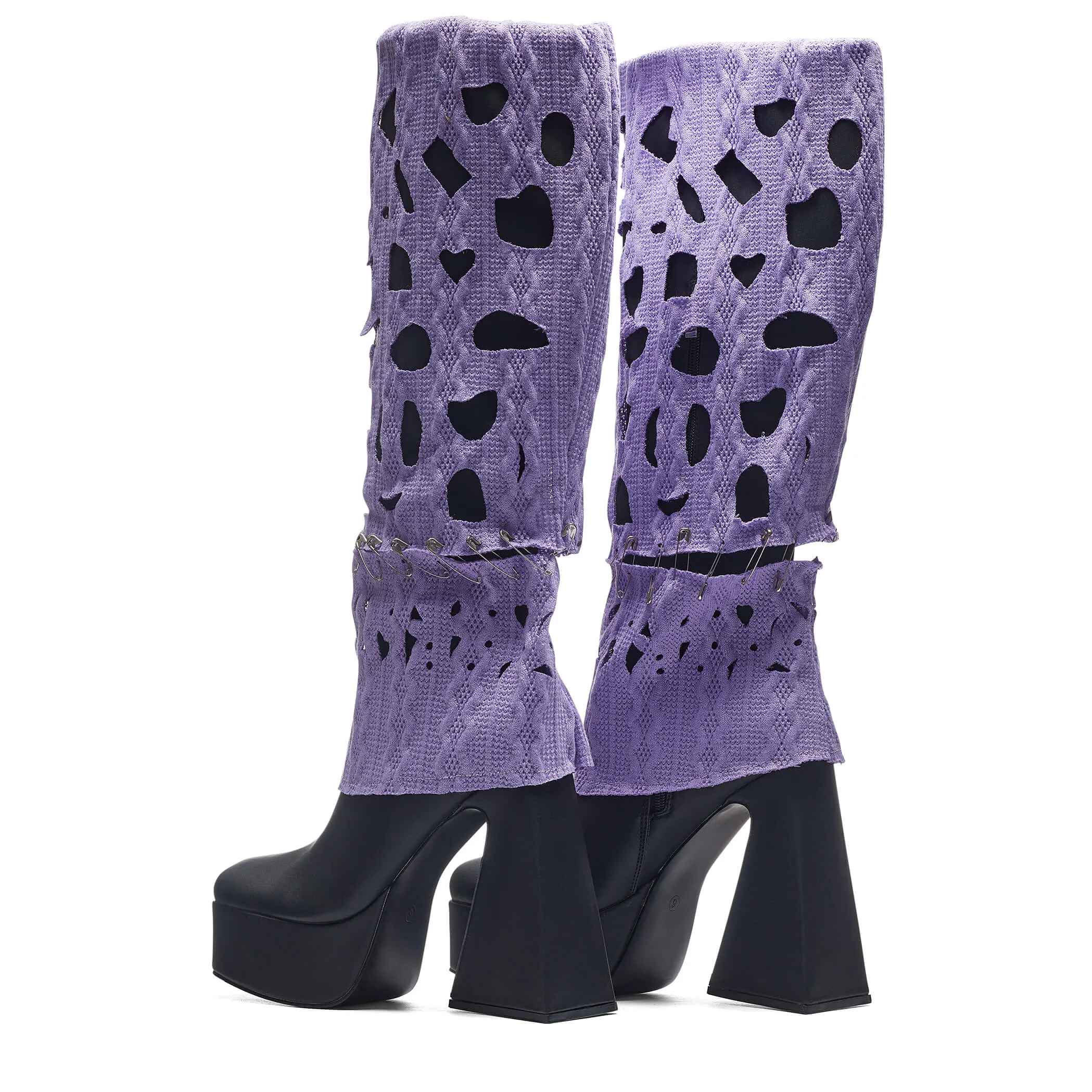 Jam Monster Heeled Long Boots - Purple