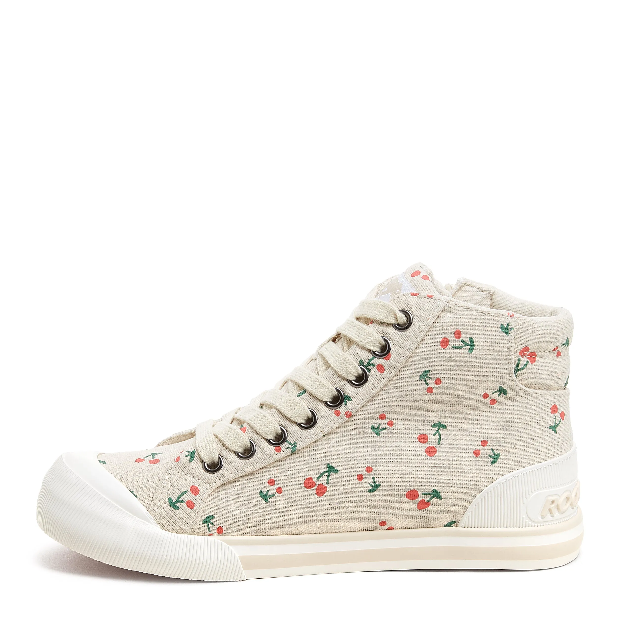 Jazzin Cherry Print Recycled Cotton High-top Trainers