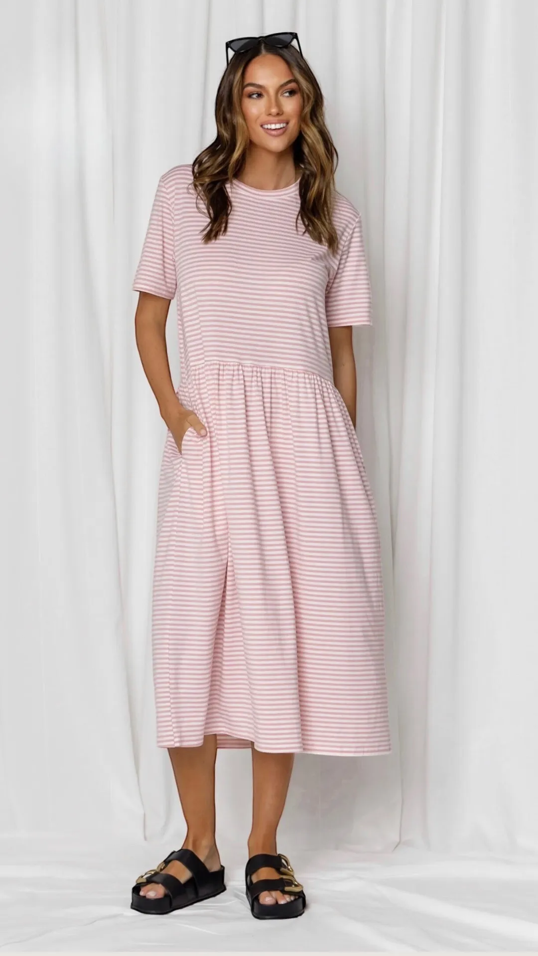 Kara Stripe Dress - Pink